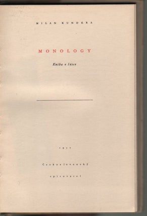 Monology. Kniha o lásce. [Monologues. A Book About Love.]