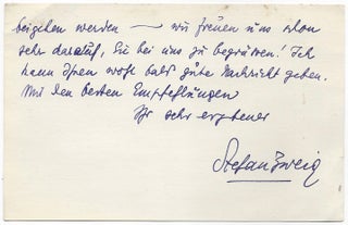 Stefan Zweig’s Holograph letter to Heinrich Mann. 1920.