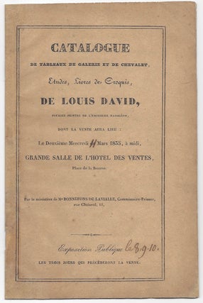 Item #1106 Catalogue de tableaux de Galerie et de Chevalet, Etudes, Livres de Croquis, de Louis...