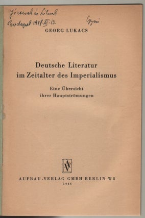 Item #115 Deutsche Literatur im Zeitalter des Imperialismus. Eine Übersicht ihrer...
