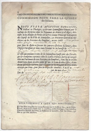 Lettres Patentes du Roy. Données à Paris au mois de May 1720. En Faveur de la Redemption Des Captifs. Registrées en Parlement.