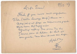Item #1212 Franz Lehár’s Holograph Postcard to His Sister. Franz Lehár