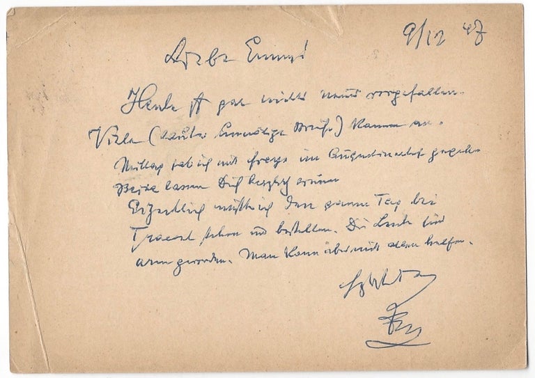 Item #1212 Franz Lehár’s Holograph Postcard to His Sister. Franz Lehár.