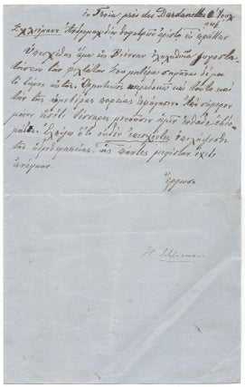 Item #1225 Autograph Letter to His Daughter in Greek. Around 1888. Heinrich Schliemann