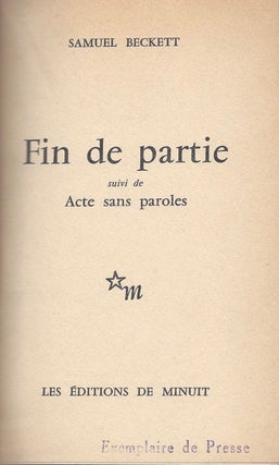 Fin de partie suivi de Acte sans paroles.