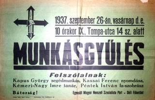 Item #1317 Munkásgyülés. 1937. szeptember 26-án, […] Tompa-utca 14 sz. alatt. [Workers'...