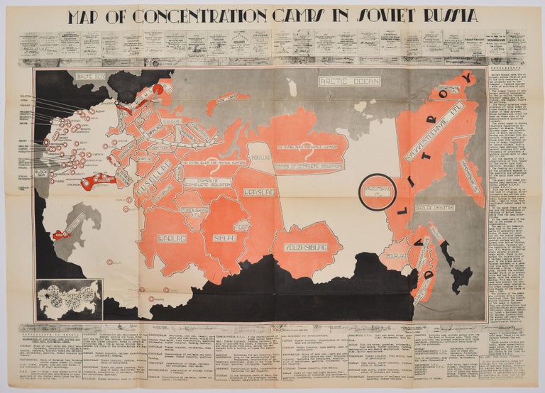 Item #1404 Map Of Concentration Camps In Soviet Russia. S. Starzewski, Sylwester pseud.: Mora, Piotr pseud.: Zwierniak, Kazimierz Zamorski.