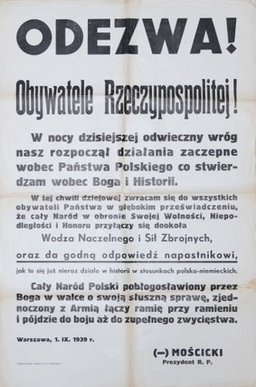 Item #1444 [Appeal of the Polish President on September 1, 1939] Odezwa! Obywatele...