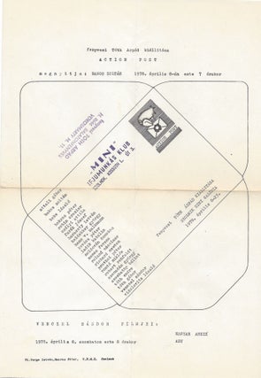 Item #1584 Action Post. fenyvesi Tóth Árpád kiállítása. megnyitja Bakos Zoltán. 1978....