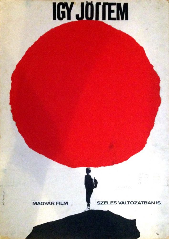 Item #167 Original design of the movie poster for “Így jöttem” (My Way Home). Miklós Jancsó, András Máté.