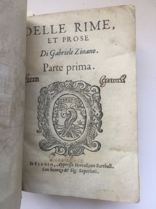Item #1681 Delle rime, et prose di Gabriele Zinano. Parte prima. Gabriele Zinano, Zinani