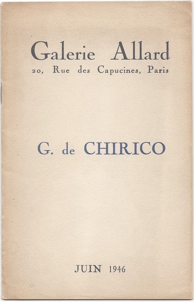 Item #1686 [Exhibition Catalogue] G. de Chirico. Giorgio de Chirico, Michel Florisoone.
