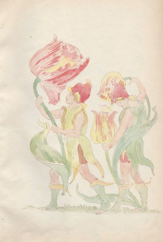 Item #1703 Watercolor drawings of Walter Crane’s Flora Feast. Gizella Mirovszky-Greguss, Walter Crane.