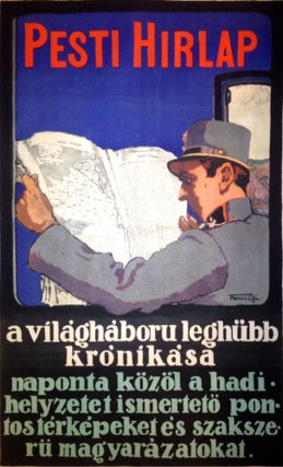 Item #171 Advertisement Poster for the Newspaper “Pesti Hírlap”. Géza Farag&oacute