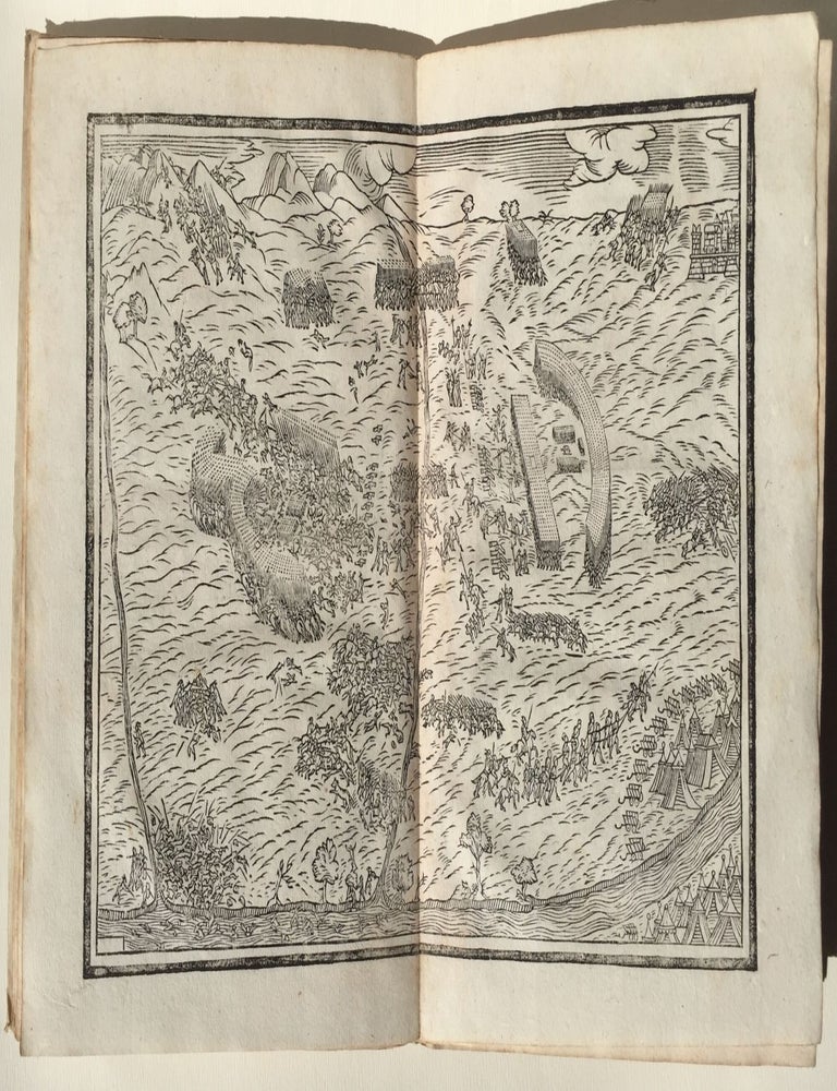 Item #1725 Raguaglio fedele, et breve del cavalier Ciro Spontone del fatto d'arme seguito nell'Africa tra D. Sebastiano Re di Portugallo, et Mulei Auda Malucco per riporre ne' Regni di Marocco, di Fetz, di Giafilet, et di Sus, Mehemet il Seriffo. Narrasi la morte de&rsquo; tre R&egrave;: si riferiscono gli appariti prodigi non solamenre d'allhora; ma que&rsquo; di due mille anni, passati. Si racconta la favola dal principio fino ad hora, di colui, che sfacciatamente ancor hoggi si publica Re di Portugallo. Et si mostrano i disegni de&rsquo; sue esserciti; & della battaglia parimente. Ciro Spontone.