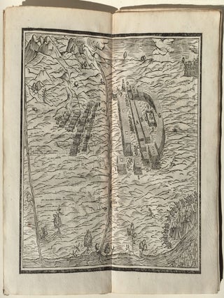 Raguaglio fedele, et breve del cavalier Ciro Spontone del fatto d'arme seguito nell'Africa tra D. Sebastiano Re di Portugallo, et Mulei Auda Malucco per riporre ne' Regni di Marocco, di Fetz, di Giafilet, et di Sus, Mehemet il Seriffo. Narrasi la morte de&rsquo; tre R&egrave;: si riferiscono gli appariti prodigi non solamenre d'allhora; ma que&rsquo; di due mille anni, passati. Si racconta la favola dal principio fino ad hora, di colui, che sfacciatamente ancor hoggi si publica Re di Portugallo. Et si mostrano i disegni de&rsquo; sue esserciti; & della battaglia parimente.