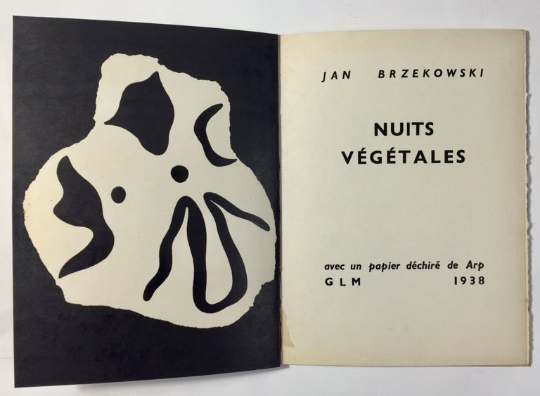 Item #1746 Nuits végétales. Avec un papier déchiré de Arp. Jan Brzekowski, Hans Arp.