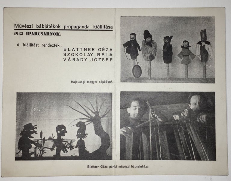 Item #1748 Photographically Illustrated Advertisement Postcard of a Modernist Puppetry Exhibition in Budapest, 1933. André Kertész, Géza Blattner.