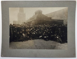 Item #1754 Lenin's Wooden Mausoleum with a Group of People in the Front. Alexey Shchusev