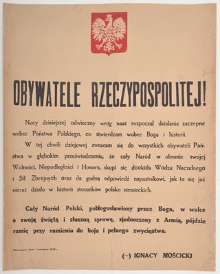 Item #1779 [Appeal of the Polish President on September 1, 1939] Obywatele Rzeczypospolitej!...