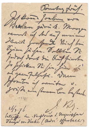 Item #1785 Johannes Brahms’ Holograph Letter to Fritz Simrock. Johannes Brahms, Fritz Simrock