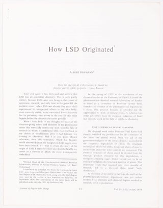 Signed, Typewritten Letter by Albert Hofmann; Photocopy of the First Report on the Use of LSD; and Other Documents.