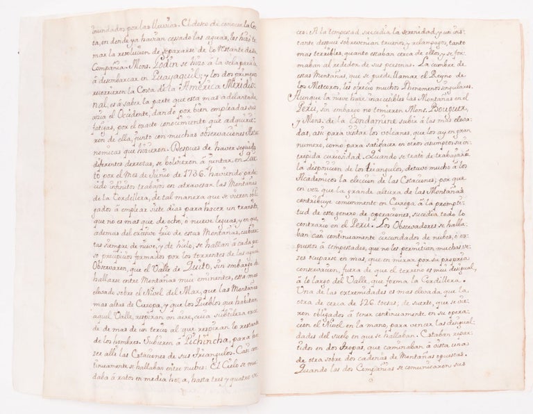 Item #1862 18th-Century Manuscript On the Spanish Role in the French Geodesic Mission, and the Figure of the Earth. Jorge Juan y. Santacilia, Antonio de Ulloa, Diego de Torres Villarroel, Isaac Newton.