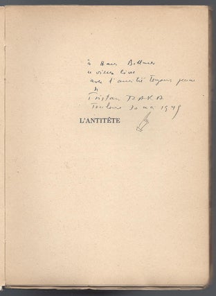 Item #1890 L’antitête. Tristan Tzara