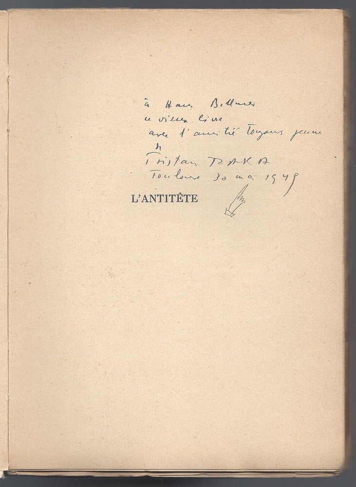 Item #1890 L’antitête. Tristan Tzara.