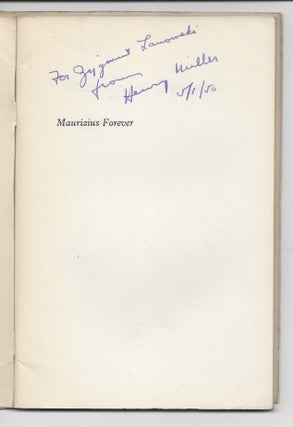 Item #1905 Maurizius Forever. Henry Miller