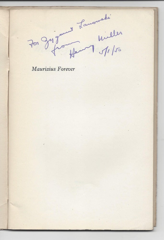 Item #1905 Maurizius Forever. Henry Miller.