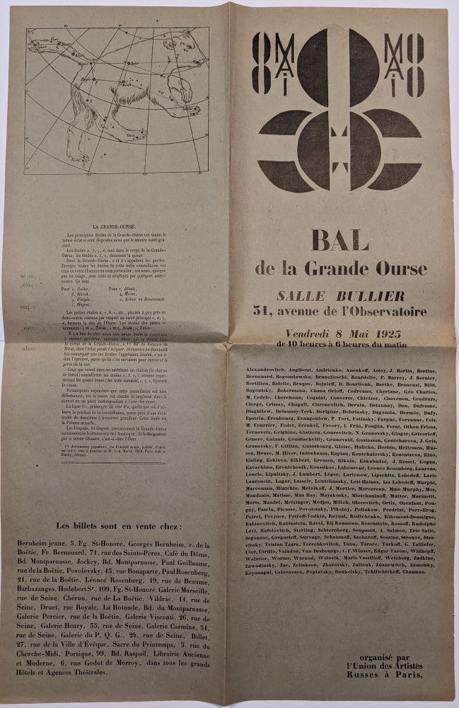 Item #1908 [Poster of] Bal de la Grande Ourse. Salle Bullier 51, Avenue de l’Observatoire. Mikhail Larionov, Henri Laurens.