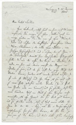 Item #1911 Felix Mendelssohn’s Autograph Letter to Jenny Lind. Felix Mendelssohn Bartholdy,...