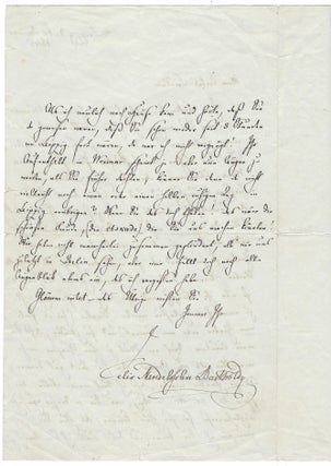 Felix Mendelssohn’s Autograph Letter to Jenny Lind.