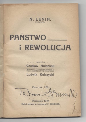 Item #1913 [The State and Revolution.] Panstwo i rewolucja. Przelozil Czeslav Hulanicki. Wstepem...