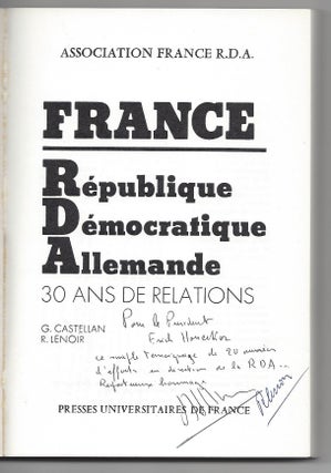 Item #1915 [Three Books Inscribed to Honecker.] France. Républigue Démocratique Allemande. 30...