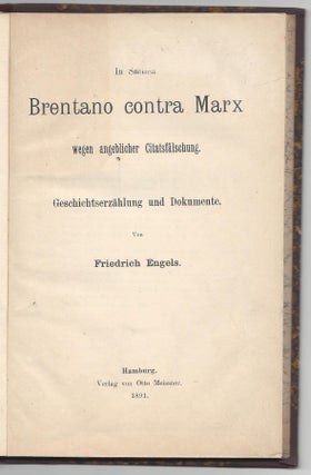Item #1941 In Sachen Brentano contra Marx wegen angeblicher Citatsfälschung....