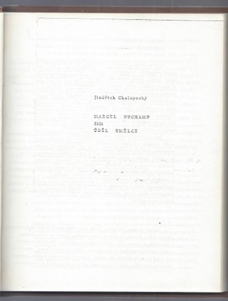 Item #1952 Marcel Duchamp cili Udel Umelce. [Marcel Duchamp or the Work of an Artist.]. Jindrich...