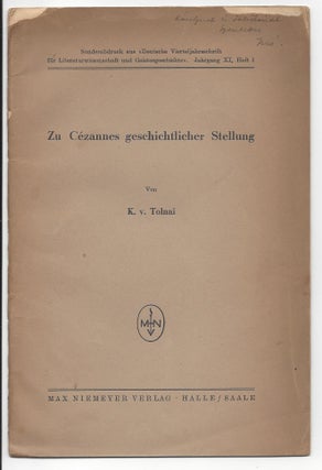 Item #1969 Zu Cézannes geschichtlicher Stellung. Sonderabdruck aus “Deutsche...