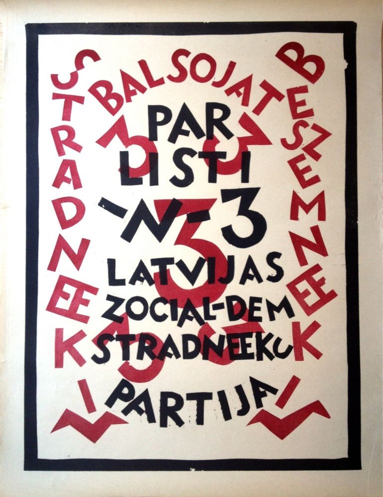 Item #198 Par liste -N-3. Latvijas Zocial-demstradneeku partija. [List N3 for the Latvian Social Demokrat Party.]. Niklāvs Strunke.