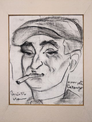 Item #2023 Signed Portrait in Charcoal. Boris Vian