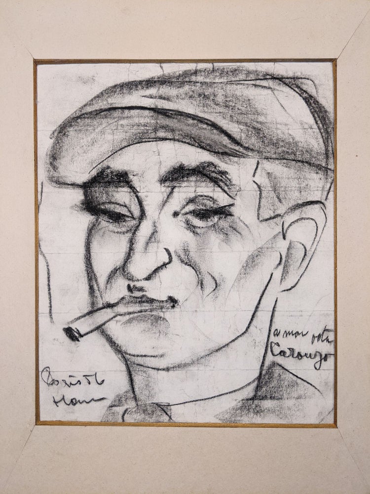 Item #2023 Signed Portrait in Charcoal. Boris Vian.