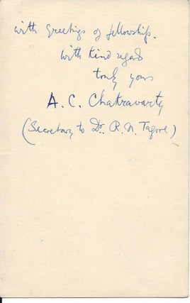 Photograph of Rabindranath Tagore. [With:] an Autograph Letter by Amiya Chakravarty.