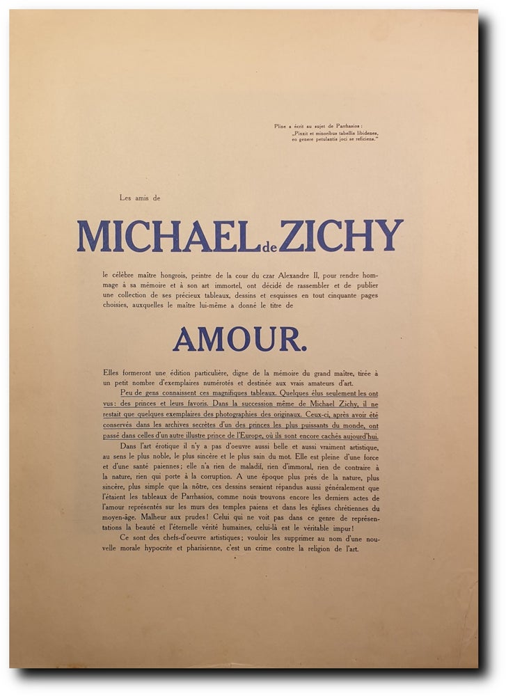 Item #2088 Amour (Subscription invitation for a never published Zichy album). Michael de Zichy.