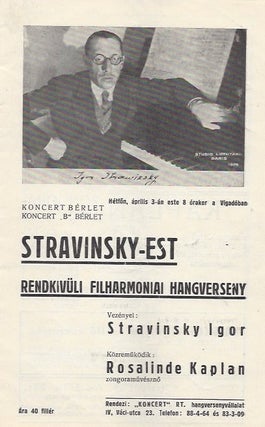 Item #2103 Stravinsky night Budapest Concert program