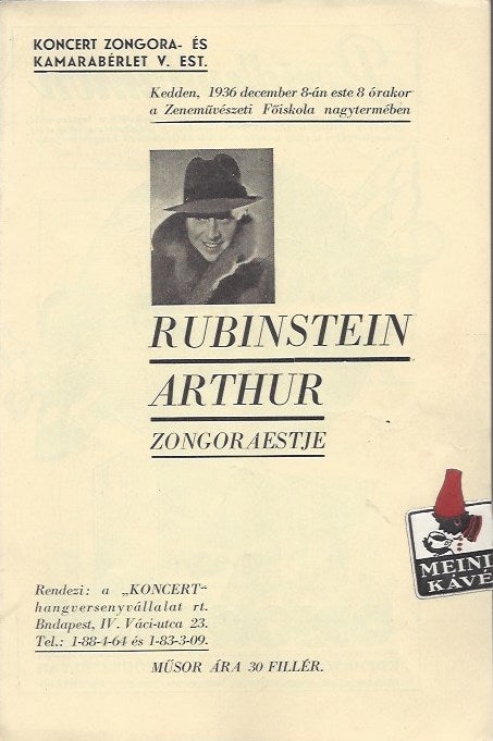 Item #2104 Arthur Rubenstein piano concert program
