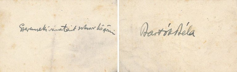 Item #2202 Autograph, Signed Thank-You Note. Béla Bartók.