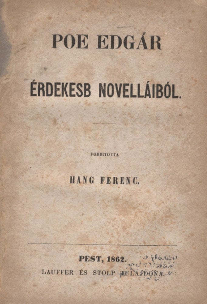 Item #2205 Érdekesb novelláiból (Selection of writings). Edgar Allan Poe.