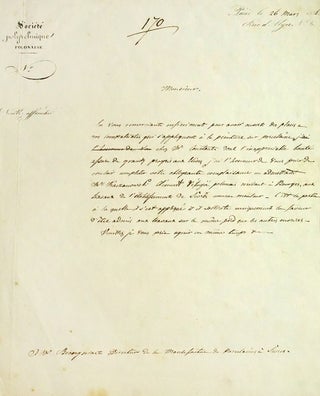 Item #2233 Autograph letter in French on the letterhead of the company as director of the...