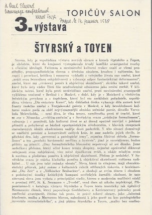 Item #2243 Styrsky a Toyen. 3. Vystava. Topicuv Salon. (Inscribed to Paul Eluard). Karel Teige